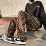 Privathink Coffee Brown Plaid Men s Sweatpants Loose