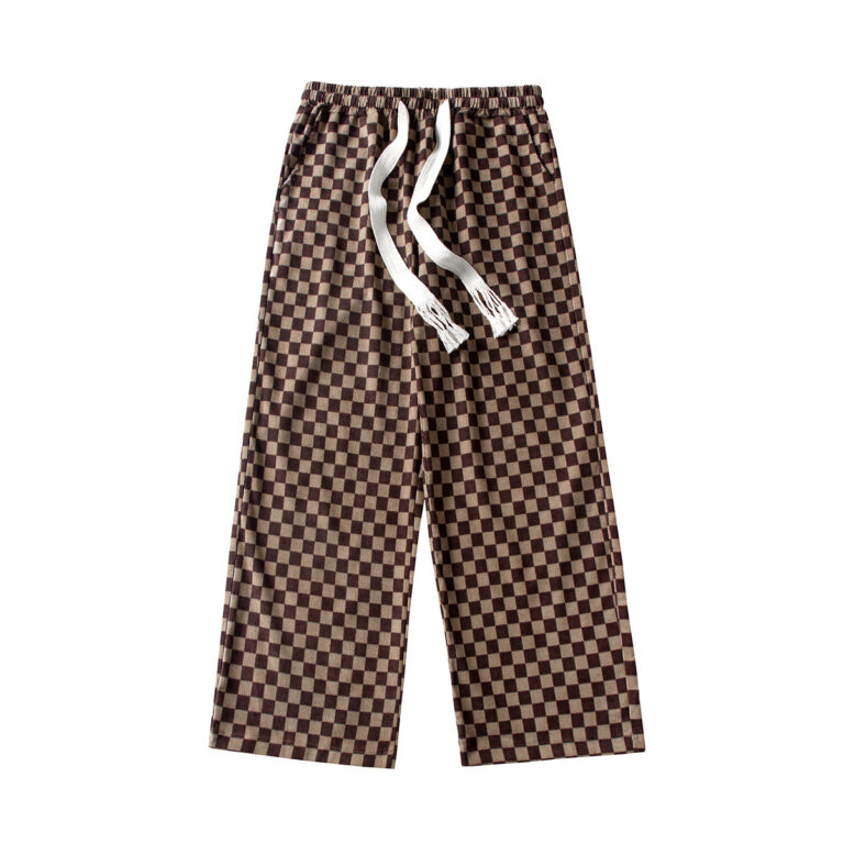 Privathinker Coffee Brown Plaid Men s Sweatpants Loose Casual Hip Hop Male Wide Leg Pants Fashion 4