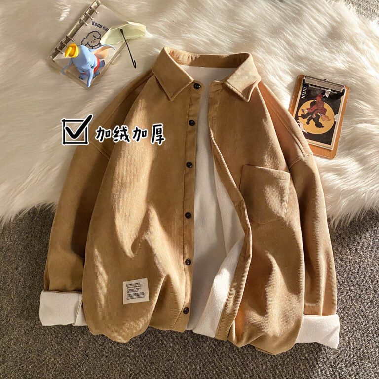 Privathinker Corduroy Fleece Thicken Mens Autumn Winter Shirts Loose Warm Long Sleeve Casual Blouse Fashion Male 2