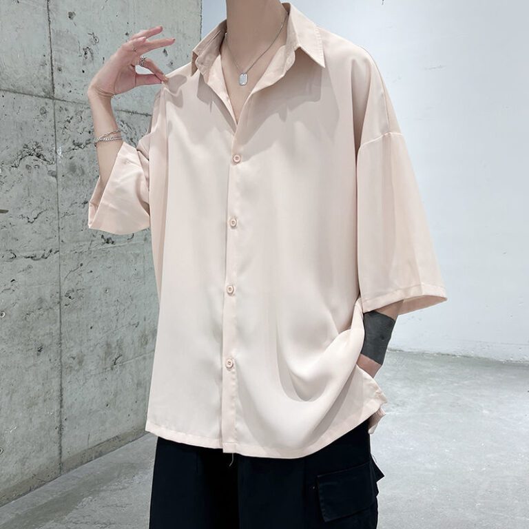 Privathinker Half Sleeve Men Solid Shirts Summer Casual Oversize Blouses White Fashion Male Cardigan Vintage Korean 3