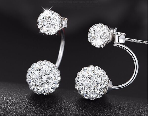 Promotion 925 Sterling Silver Fashion U Bend Shiny Shambhala Ball Ladies Stud Earrings Jewelry Allergy Free 2