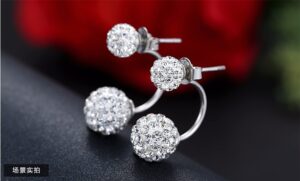 Promotion 925 Sterling Silver Fashion U Bend Shiny Shambhala Ball Ladies Stud Earrings Jewelry Allergy Free 3