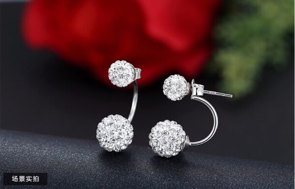 Promotion 925 Sterling Silver Fashion U Bend Shiny Shambhala Ball Ladies Stud Earrings Jewelry Allergy Free 4