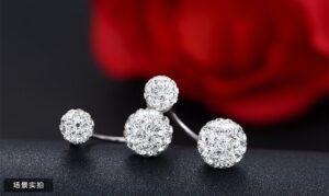Promotion 925 Sterling Silver Fashion U Bend Shiny Shambhala Ball Ladies Stud Earrings Jewelry Allergy Free 5