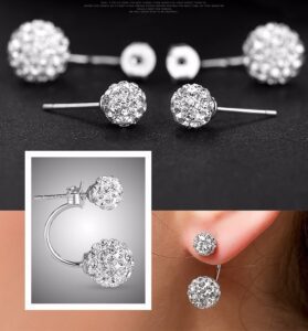 Promotion 925 Sterling Silver Fashion U Bend Shiny Shambhala Ball Ladies Stud Earrings Jewelry Allergy Free 6