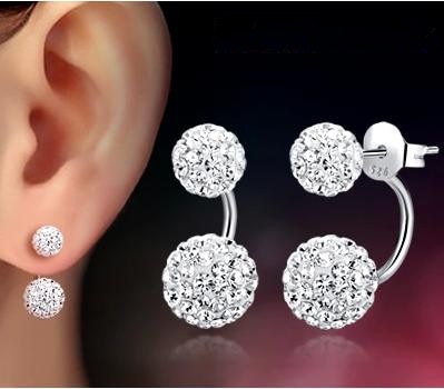 Promotion 925 Sterling Silver Fashion U Bend Shiny Shambhala Ball Ladies Stud Earrings Jewelry Allergy Free
