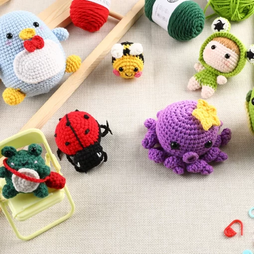QZLKNIT DIY Handmade Doll Crochet Kit For Beginners Penguin Sewing Material Package Hand Knitting For Kids 2