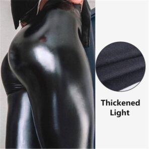 Qickitout Spandex 10 Black PU Leather Pants Women High Waist Skinny Push Up Leggings Elastic Trousers 1.jpg 640x640 1