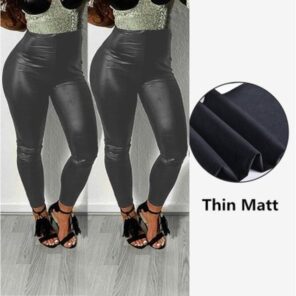 Qickitout Spandex 10 Black PU Leather Pants Women High Waist Skinny Push Up Leggings Elastic Trousers 2.jpg 640x640 2