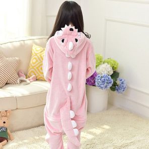 Red Dinosaur Kigurumi Onesie Pajamas Set Animal Cosplay Costume Pink Cute Winter Warm Soft Flannel Jumpsuit jpg x