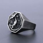 Retro Classic Design Shield Dragon Ring Men Stainless