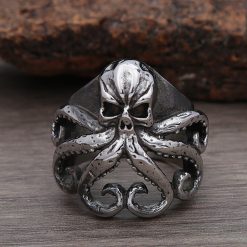 Retro Nordic Pirate Skull Octopus Rings For Men Gothic Stainless Steel Skull Biker Ring Women Fashion