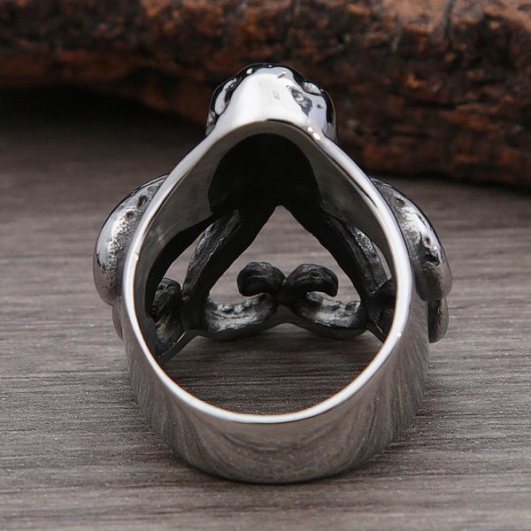 Retro Nordic Pirate Skull Octopus Rings For Men Gothic Stainless Steel Skull Biker Ring Women Fashion