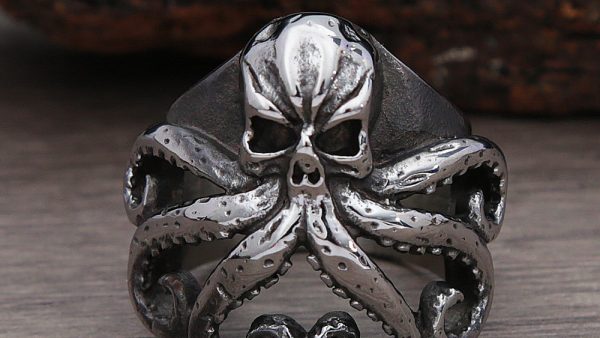Retro Nordic Pirate Skull Octopus Rings For Men Gothic Stainless Steel Skull Biker Ring Women Fashion