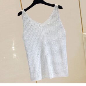 Rhinestone Knit Bottoming Shirt Sleeveless Bright Silk Vest Tops for Women 2021 1.jpg 640x640 1