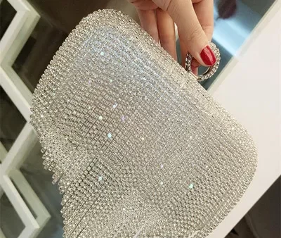 Rhinestone Wedding Purse Women s Evening Clutch Bag Luxury Design Women Handbag Silver Small Tassel pouch