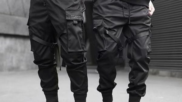 Ribbons Harem Joggers Men Cargo Pants Streetwear 2023 Hip Hop Casual Pockets Track Pants Male Harajuku