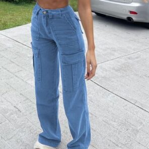 Rockmore Brown Vintage Baggy Jeans Women 90s Streetwear Pockets Wide Leg Cargo Pants Low Waist Straight 1.jpg 640x640 1
