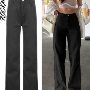 Rockmore Brown Vintage Baggy Jeans Women 90s Streetwear Pockets Wide Leg Cargo Pants Low Waist Straight 10.png 640x640 10