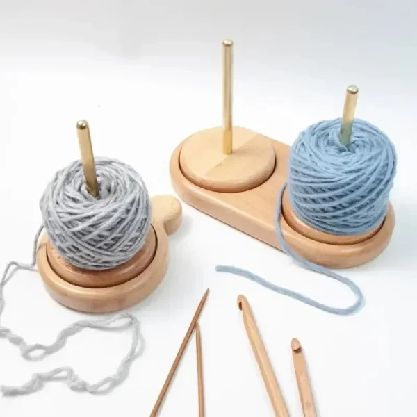 Rotatable Winding Wool Spool Wool Thread Winding Tools Wooden Stand Holder Yarn Ball Winder Spinning Knitting 2