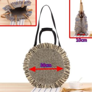 Round Straw Beach Bag Vintage Handmade Woven Shoulder Bag Raffia Circle Rattan Bags Bohemian Summer Vacation 15.jpg 640x640 15
