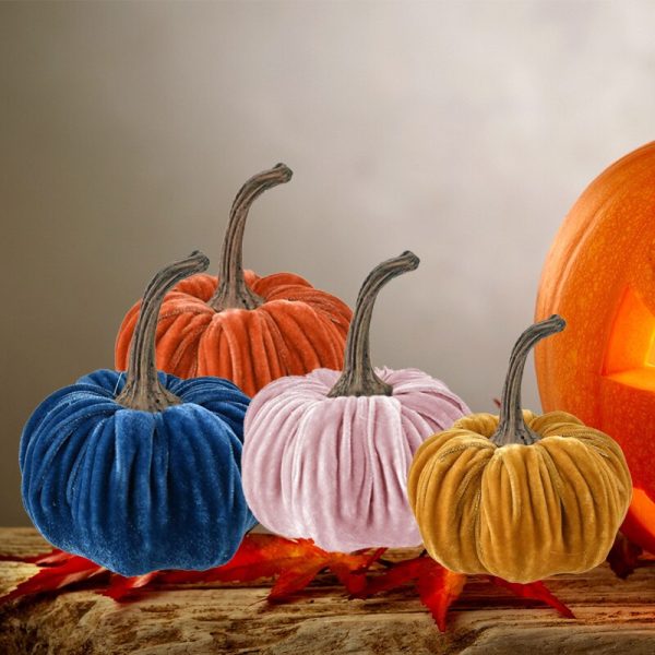 S M L Sizes Multiple Colors Available Handmade Velvet Pumpkin Decorative Ornament Soft Filled Foam Pumpkin 4