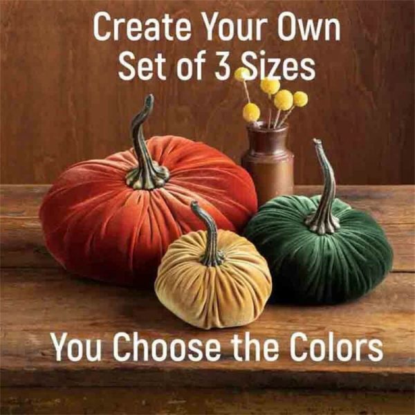 S M L Sizes Multiple Colors Available Handmade Velvet Pumpkin Decorative Ornament Soft Filled Foam Pumpkin 5
