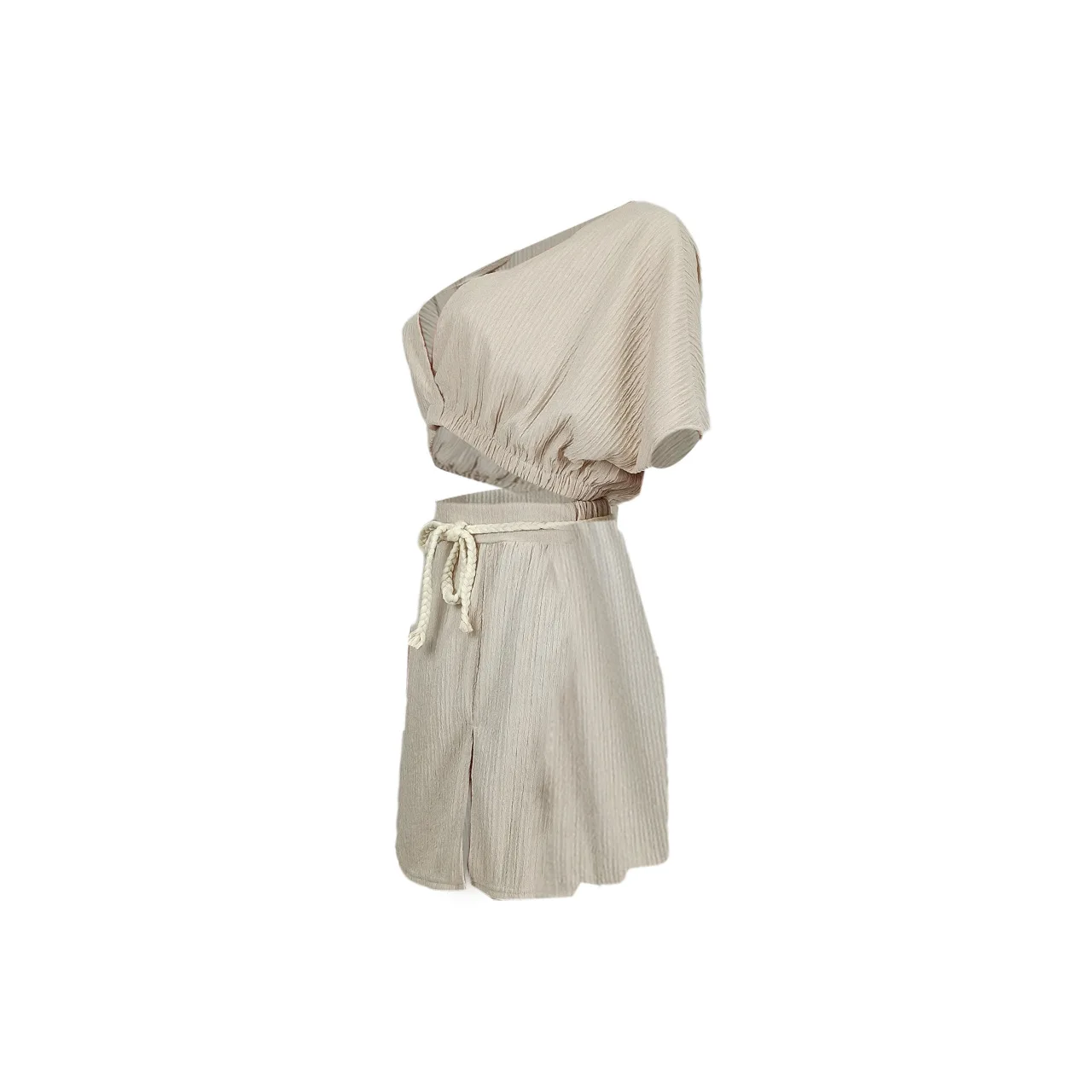 Summer Casual Set: V-Neck Crop Top Skirt