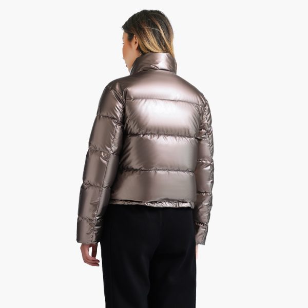 SANTELON Winter Thick Parka Short Padded Puffer Jacket Coat For Women Fashion Solid Golden Grey Outdoor 1