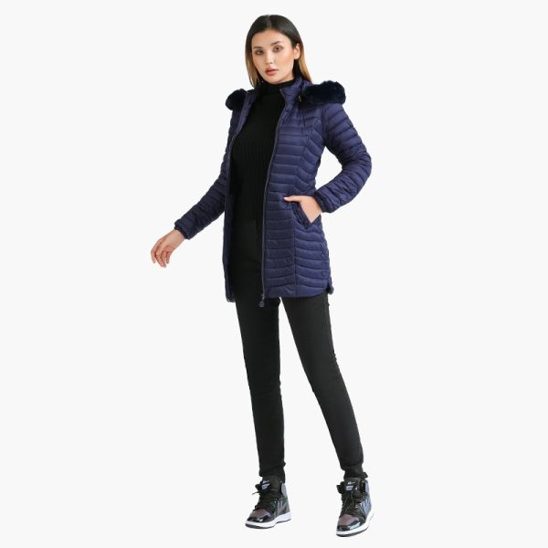 SANTELON Winter Ultralight Padded Puffer Jackets For Women Long Parkas With Fur Hooded Casual Outdoor Warm 4