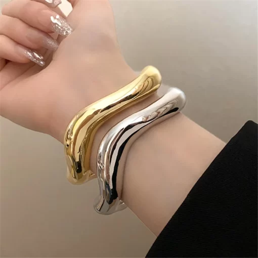 SHANGZHIHUA Irregular Metal Design Personality Exaggerated Bracelet for Women European and American Fashion High Jewelry Gift 1