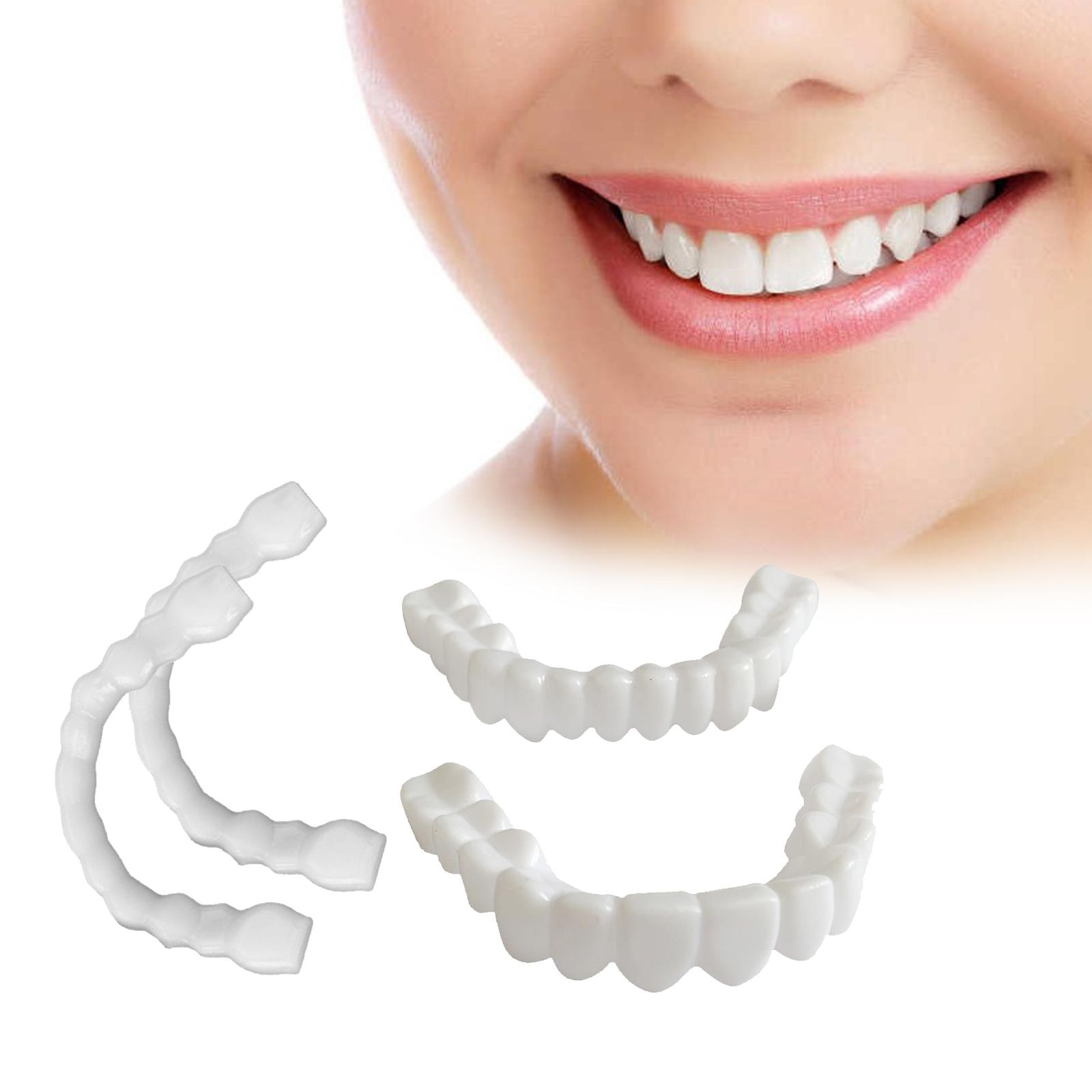 Resin Teeth  Fake Teeth Simulation Braces Smiling Veneers Dentures Cosmetic Fake Tooth Cover Perfect Smiling White