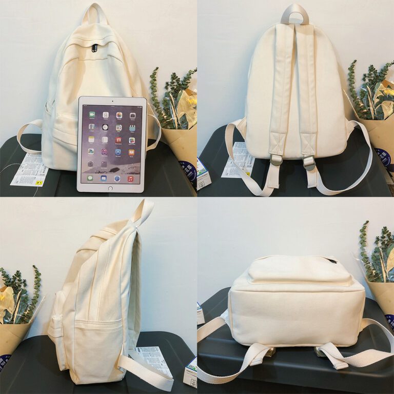 School Female White Backpack Kawaii Women Cotton Canvas School Bag Teenage Girl Backpacks Fashion Ladies Satchel 4