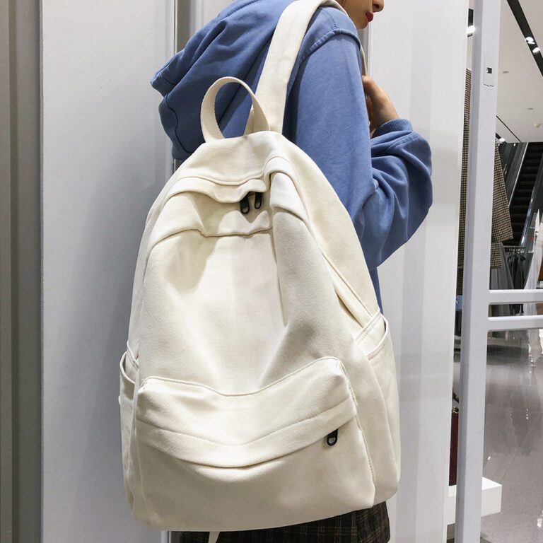 School Female White Backpack Kawaii Women Cotton Canvas School Bag Teenage Girl Backpacks Fashion Ladies Satchel