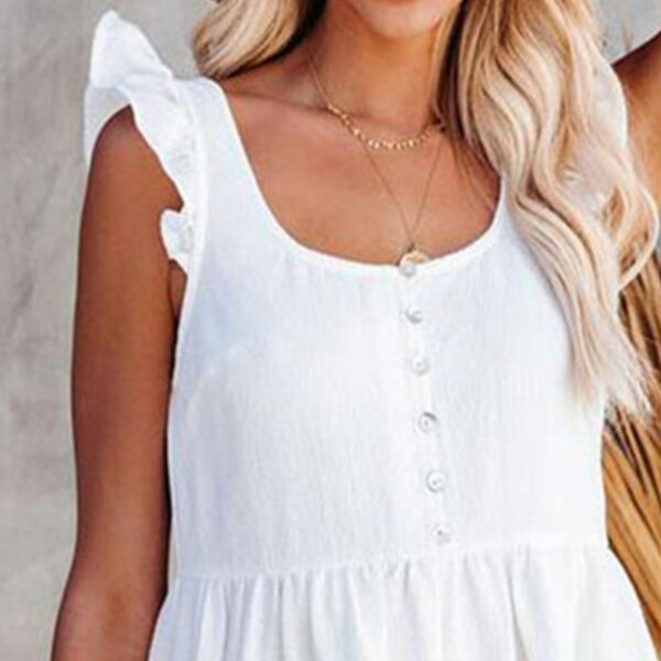 Sexy Backless White Pleated Patchwork Short Sleeve Women s Jumpsuit Casual Loose Rompers Summer Sweet Beach 3