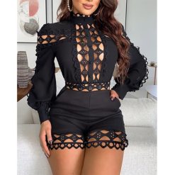 Sexy Hollow Out Playsuits for Women Summer Long Sleeve Skinny Nightclub Overall Fashion Woman Clothing.jpg 640x640
