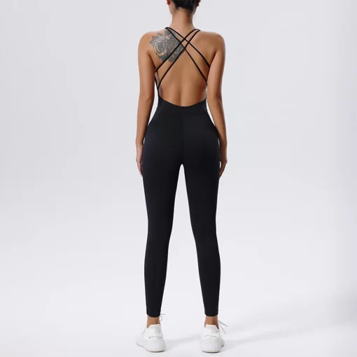 Sexy Jumpsuit Gym Workout Yoga Clothes Sleeveless One Piece Sports Jumpsuit Dance Fitness Tight Boilersuit Women 5