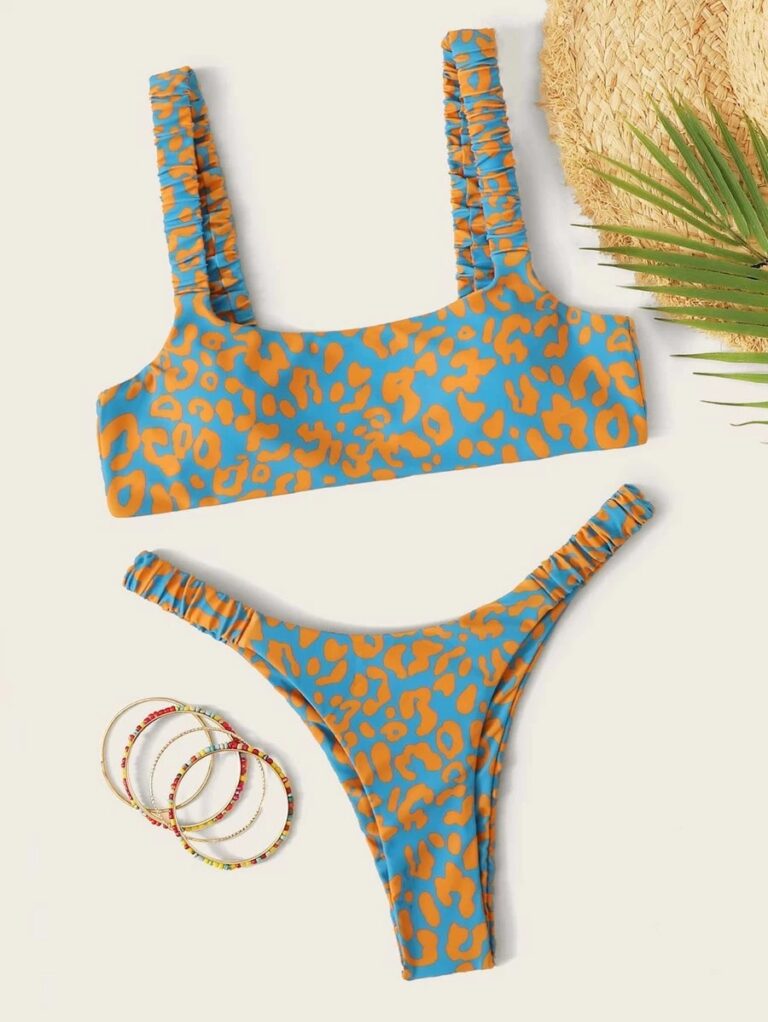 Sexy Micro Bikini 2021 Women Orange Leopard Push Up Padded Thong Swimsuit Female Cut Out Bathing 1