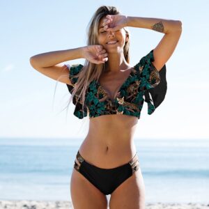 Sexy Ruffle Bikini Set 2021 New Brazilian V Neck Push Up Swimwear Women Swimsuit Bathing Suit 4