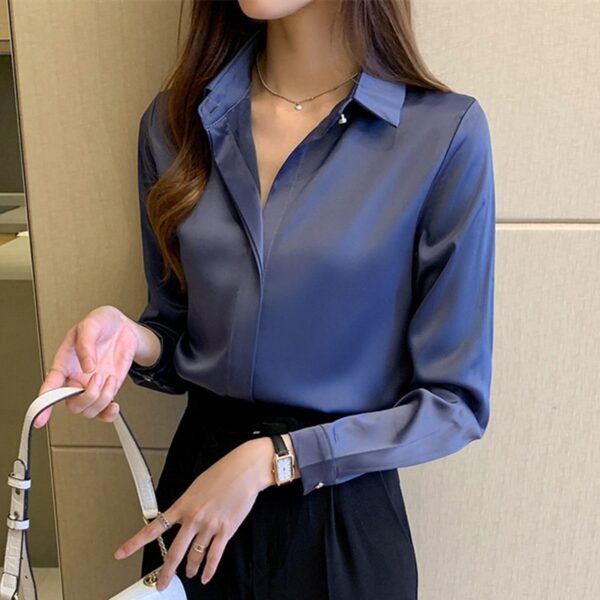 Silk Women s Shirt Long Sleeve Fashion Woman Blouses 2022 Satin Top Female Shirts and Blouse