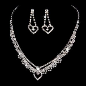 Silver Color Rhinestone Crystal Bridal Jewelry Set Earrings Necklace Wedding Geometric Elegant Romantic Bridesmaid Jewelry Sets 3.jpg 640x640 3