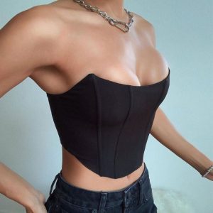 Sleeveless Off Shoulder Velvet Fashion Sexy Corset Crop Tops Vest Female Underwear Backless Bustier Top Solid.jpg 640x640