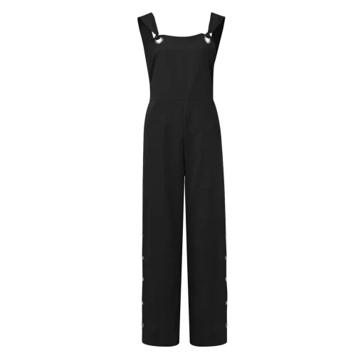 Sleeveless Women s Summer Jumpsuit Twisted Knot Cotton Linen Overalls Pants Backless Button Down Loose Long 4