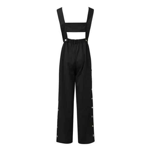 Sleeveless Women s Summer Jumpsuit Twisted Knot Cotton Linen Overalls Pants Backless Button Down Loose Long 5