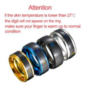 Smart Sensor Body Temperature Ring Stainless Steel Fashion Display Real time Temperature Test Finger Rings 3
