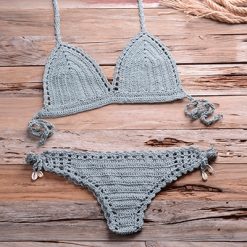 Solid Crochet Bikini Top 2021 Summer Shell Sexy Swimsuit Handmade Women Swimwear Suit Boho Beach Wear 4.jpg 640x640 4