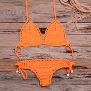Solid Crochet Bikini Top 2021 Summer Shell Sexy Swimsuit Handmade Women Swimwear Suit Boho Beach Wear 6.jpg 640x640 6