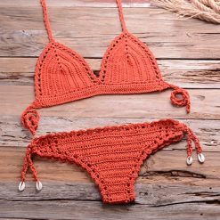 Solid Crochet Bikini Top 2021 Summer Shell Sexy Swimsuit Handmade Women Swimwear Suit Boho Beach Wear.jpg 640x640