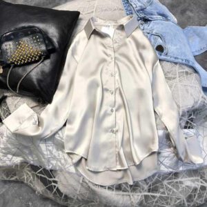 Spring 2021 Womens Clothing Silk Shirt Vintage Blouse Women Sheer Top Women Longsleeve Dress Shirt Plus 1