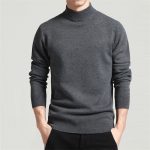 Spring Autumn Men Sweater Solid Color Pullovers Mock